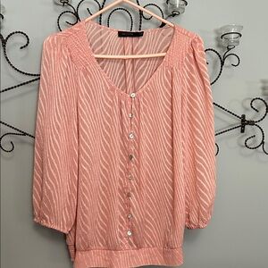 The Limited Coral Button-Down Blouse